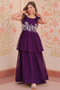 Incredible Purple Beads Work Georgette Function Wear Gown