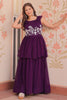 Incredible Purple Beads Work Georgette Function Wear Gown