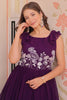 Incredible Purple Beads Work Georgette Function Wear Gown