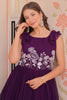 Incredible Purple Beads Work Georgette Function Wear Gown