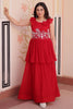 Fabulous Red Beads Work Georgette Event Wear Gown