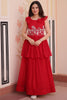 Fabulous Red Beads Work Georgette Event Wear Gown