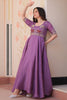 Captivating Purple Beads Work Organza Festival Wear Gown