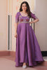 Captivating Purple Beads Work Organza Festival Wear Gown