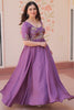 Captivating Purple Beads Work Organza Festival Wear Gown