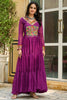 Attractive Wine Leheriya Printed Georgette Navratri Wear Gown