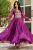 Attractive Wine Leheriya Printed Georgette Navratri Wear Gown