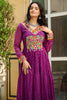 Attractive Wine Leheriya Printed Georgette Navratri Wear Gown