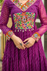 Attractive Wine Leheriya Printed Georgette Navratri Wear Gown
