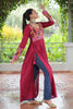 Precious Red Gamthi Work Rayon Festival Wear Nayra Cut Kurti