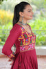 Precious Red Gamthi Work Rayon Festival Wear Nayra Cut Kurti