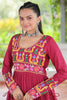 Precious Red Gamthi Work Rayon Festival Wear Nayra Cut Kurti