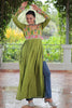 Stunning Green Gamthi Work Rayon Navratri Wear Nayra Cut Kurti
