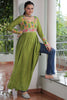 Stunning Green Gamthi Work Rayon Navratri Wear Nayra Cut Kurti
