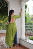 Stunning Green Gamthi Work Rayon Navratri Wear Nayra Cut Kurti