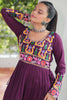 Lovely Wine Kutchi Work Rayon Traditional Nayra Cut Kurti