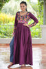 Lovely Wine Kutchi Work Rayon Traditional Nayra Cut Kurti