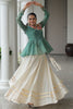 Gorgeous Green Bandhani Printed Navratri Lehenga With Peplum Top