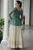 Gorgeous Green Bandhani Printed Navratri Lehenga With Peplum Top