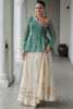 Gorgeous Green Bandhani Printed Navratri Lehenga With Peplum Top