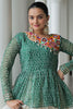 Gorgeous Green Bandhani Printed Navratri Lehenga With Peplum Top