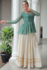 Gorgeous Green Bandhani Printed Navratri Lehenga With Peplum Top