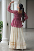 Fabulous Off-White Gota Patti Work Cotton Lehenga With Peplum Top