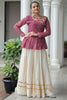 Fabulous Off-White Gota Patti Work Cotton Lehenga With Peplum Top