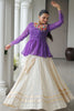 Wonderful Purple Cotton Navratri Lehenga With Printed Peplum Top