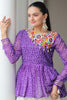 Wonderful Purple Cotton Navratri Lehenga With Printed Peplum Top