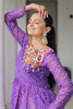 Wonderful Purple Cotton Navratri Lehenga With Printed Peplum Top