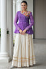 Wonderful Purple Cotton Navratri Lehenga With Printed Peplum Top