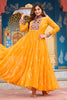 Charming Yellow Laheriya Printed Georgette Traditional Gown