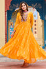 Charming Yellow Laheriya Printed Georgette Traditional Gown