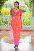 Tantalizing Pink Badhani Printed Rayon Festival Wear Nayra Cut Kurti