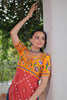 Captivating Yellow Badhani Printed Rayon Traditional Nayra Cut Kurti