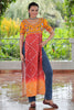Captivating Yellow Badhani Printed Rayon Traditional Nayra Cut Kurti