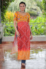 Captivating Yellow Badhani Printed Rayon Traditional Nayra Cut Kurti