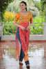 Captivating Yellow Badhani Printed Rayon Traditional Nayra Cut Kurti