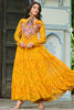 Fascinating Mustard Yellow Bandhani Printed Georgette Gown