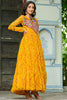 Fascinating Mustard Yellow Bandhani Printed Georgette Gown
