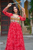 Astonishing Red Bandhani Printed Georgette Traditional Gown