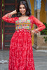 Astonishing Red Bandhani Printed Georgette Traditional Gown
