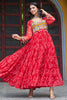 Astonishing Red Bandhani Printed Georgette Traditional Gown