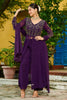 Spectacular Purple Thread Embroidered Georgette Festival Wear Salwar Kameez