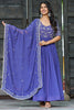 Outstanding Blue Sequins Georgette Event Wear Gown With Dupatta