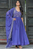 Outstanding Blue Sequins Georgette Event Wear Gown With Dupatta