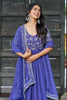 Outstanding Blue Sequins Georgette Event Wear Gown With Dupatta