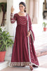 Glamorous Maroon Sequins Embroidered Silk Traditional Gown With Dupatta