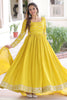 Mesmerizing Yellow Sequins Embroidered Silk Event Wear Gown With Dupatta